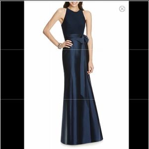 Alfred Sung Mikado Jersey Bodice Trumpet Gown